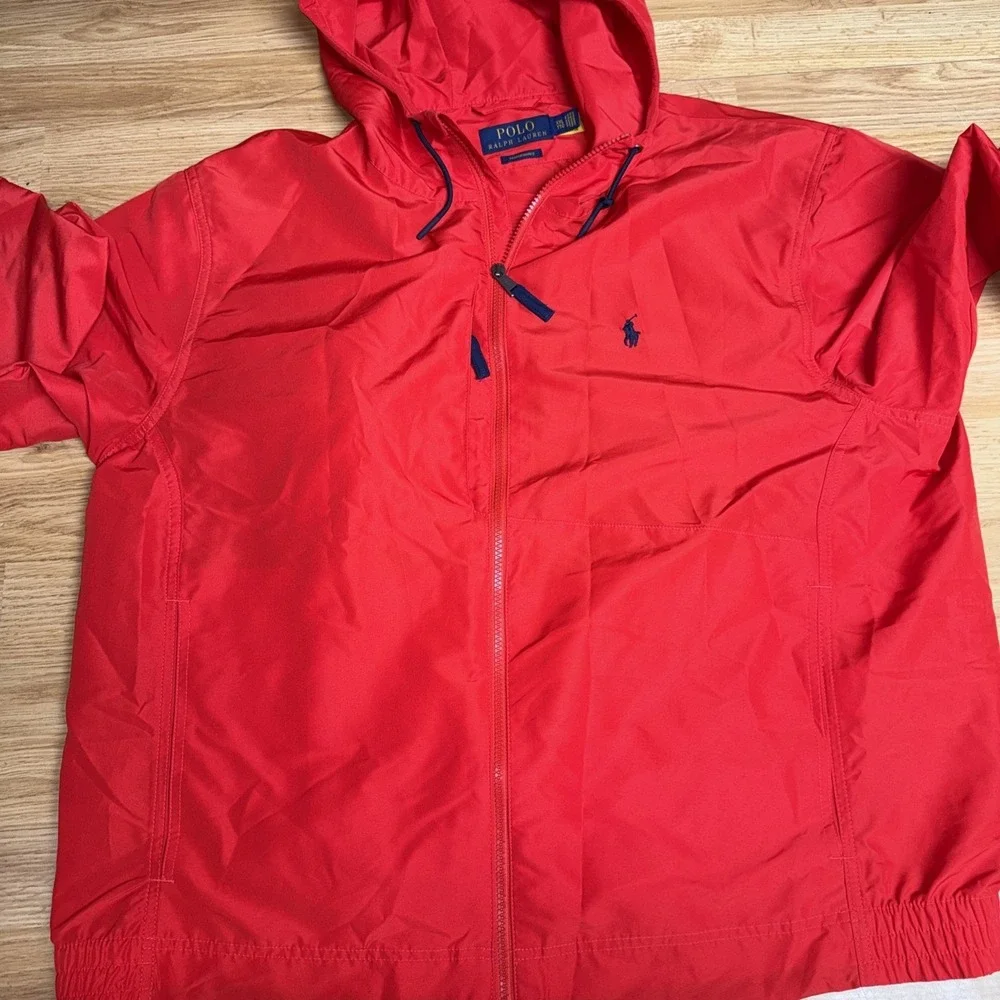 Polo Ralph Lauren Red Packable Water-Repellent Hooded Performance Jacket Men 2XL